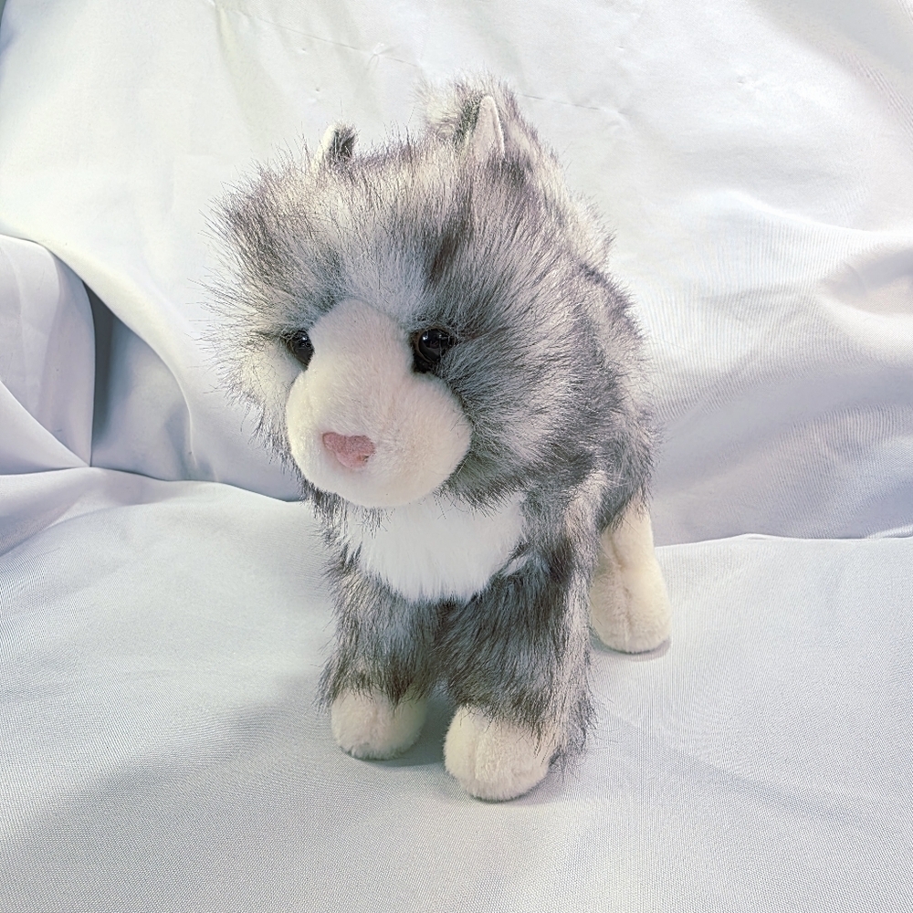 Douglas Cat Plush 1864 Purple Frosted Hue White Gray Tail Up 10 Inch 2016